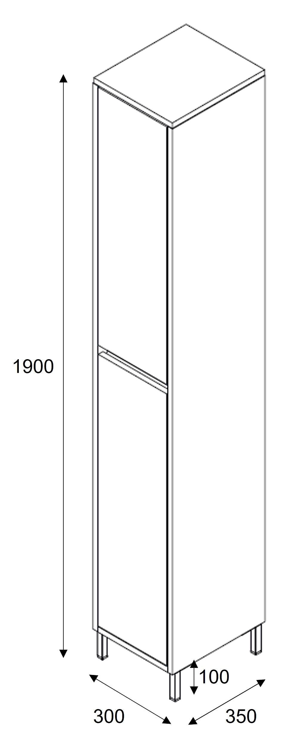 SIERRA Hochschrank - Weiss / Anthrazit / B: 30.0 cm x T: 35.0 cm x H: 190.0 cm