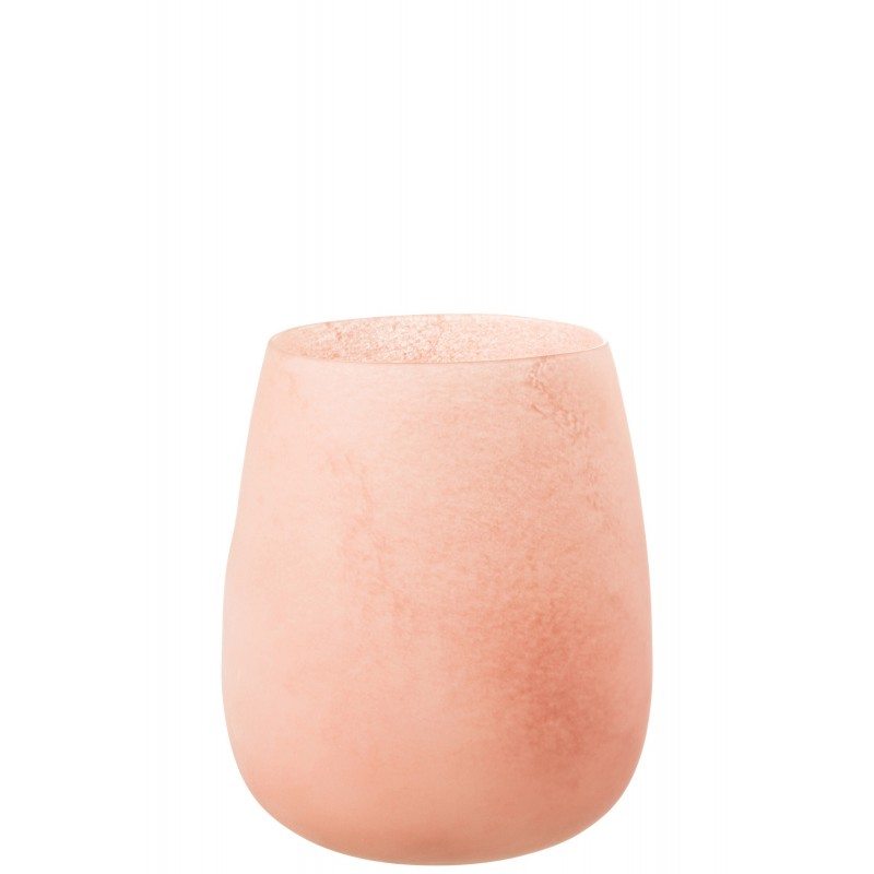 Photophore en verre rose 23x23x27cm