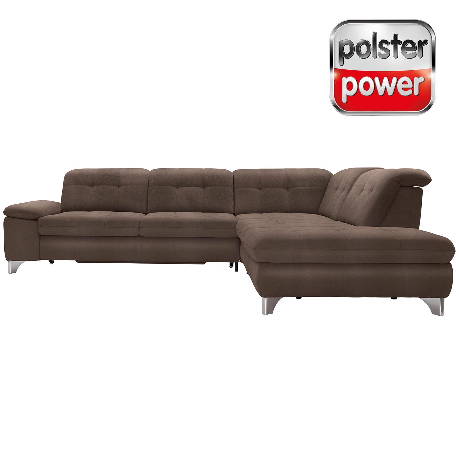 polsterpower Ecksofa - Saddle nougat - Basismodell - Ottomane rechts