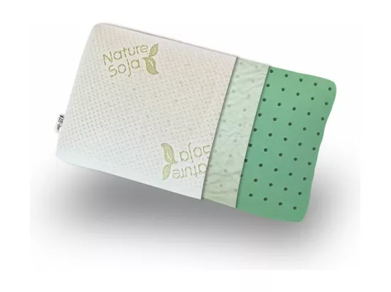 Oreiller Greendream, mousse haute densité (bio soja naturel) et ergonomique 60×40 cm, 60 x 40cm