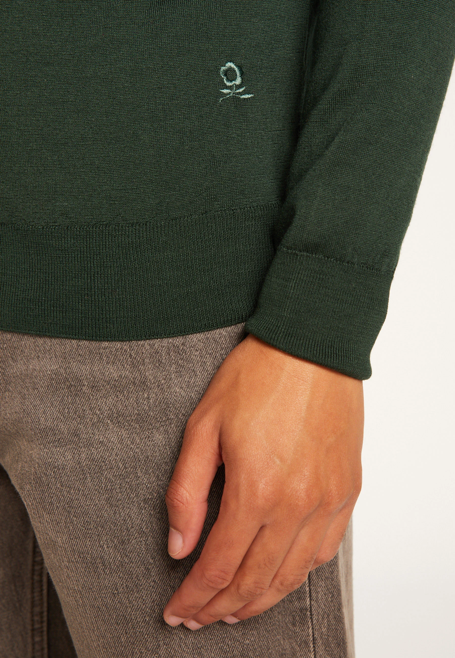 ELMOAH24 - Pull col v en laine mérinos | Vert