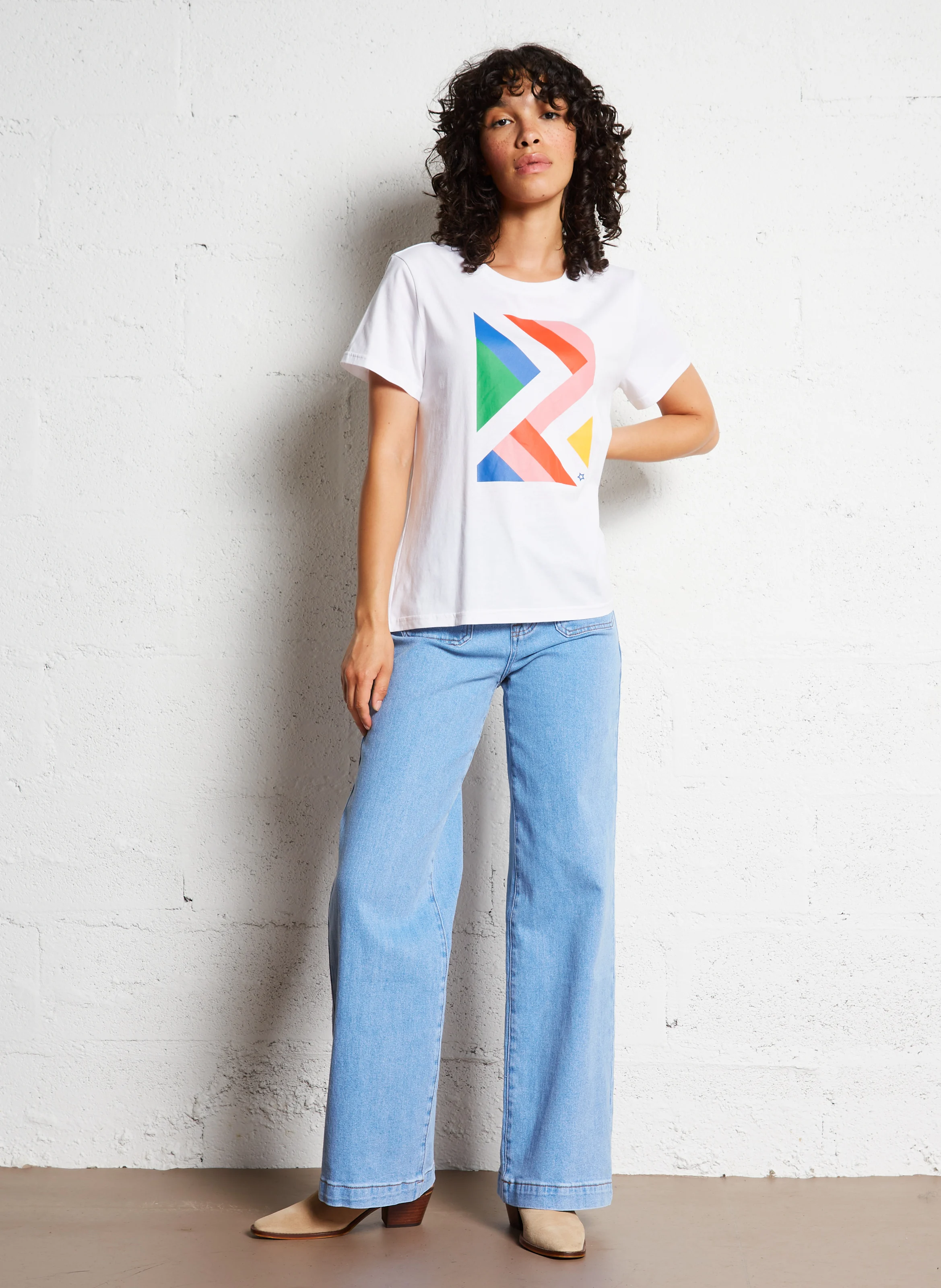TAL - Tee-shirt droit col rond en coton | Blanc
