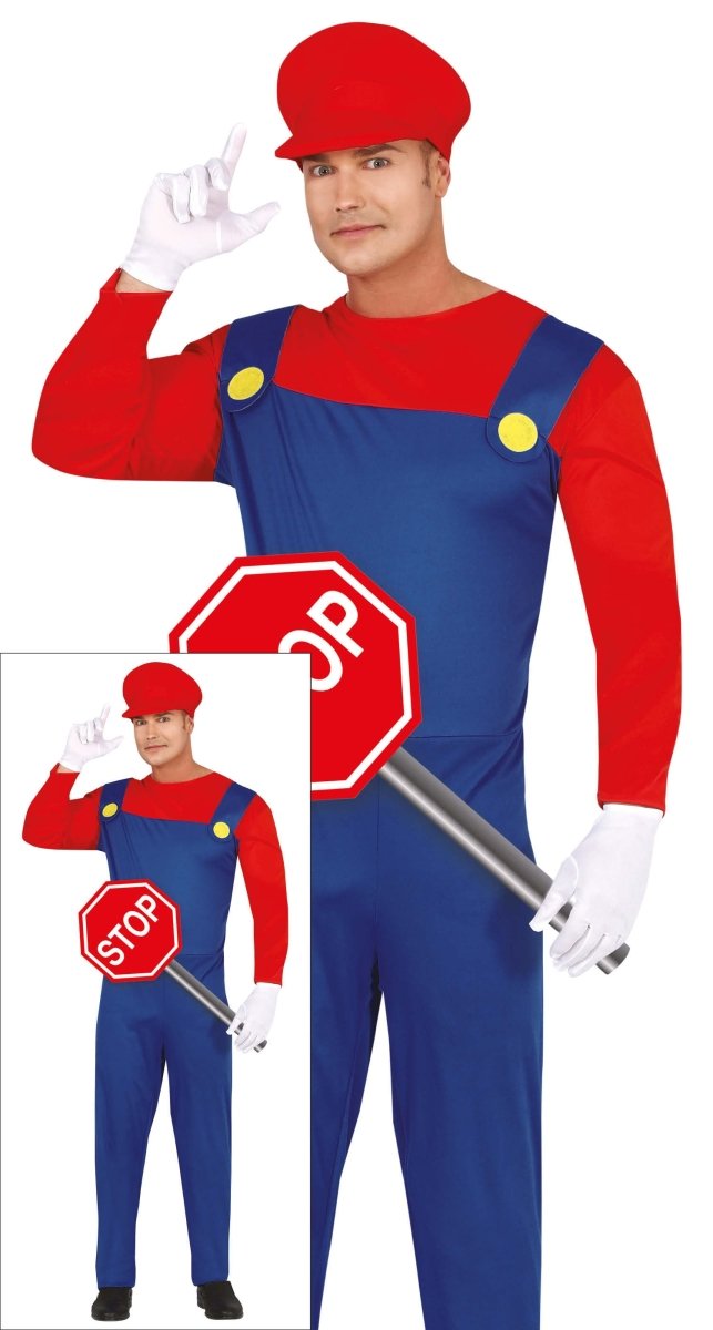 Super Mario Kostuum Rood Blauw Heren