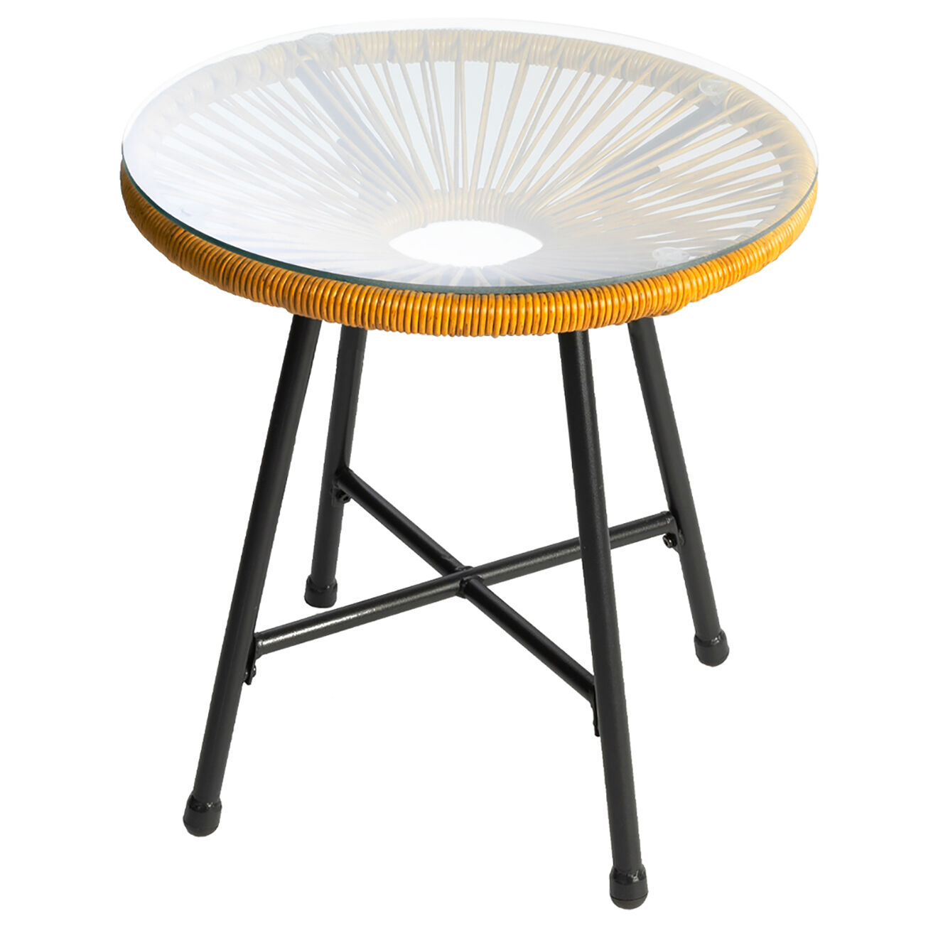 Inkazen Salon de jardin filaire Havana 2 fauteuils et 1 table  caramel
