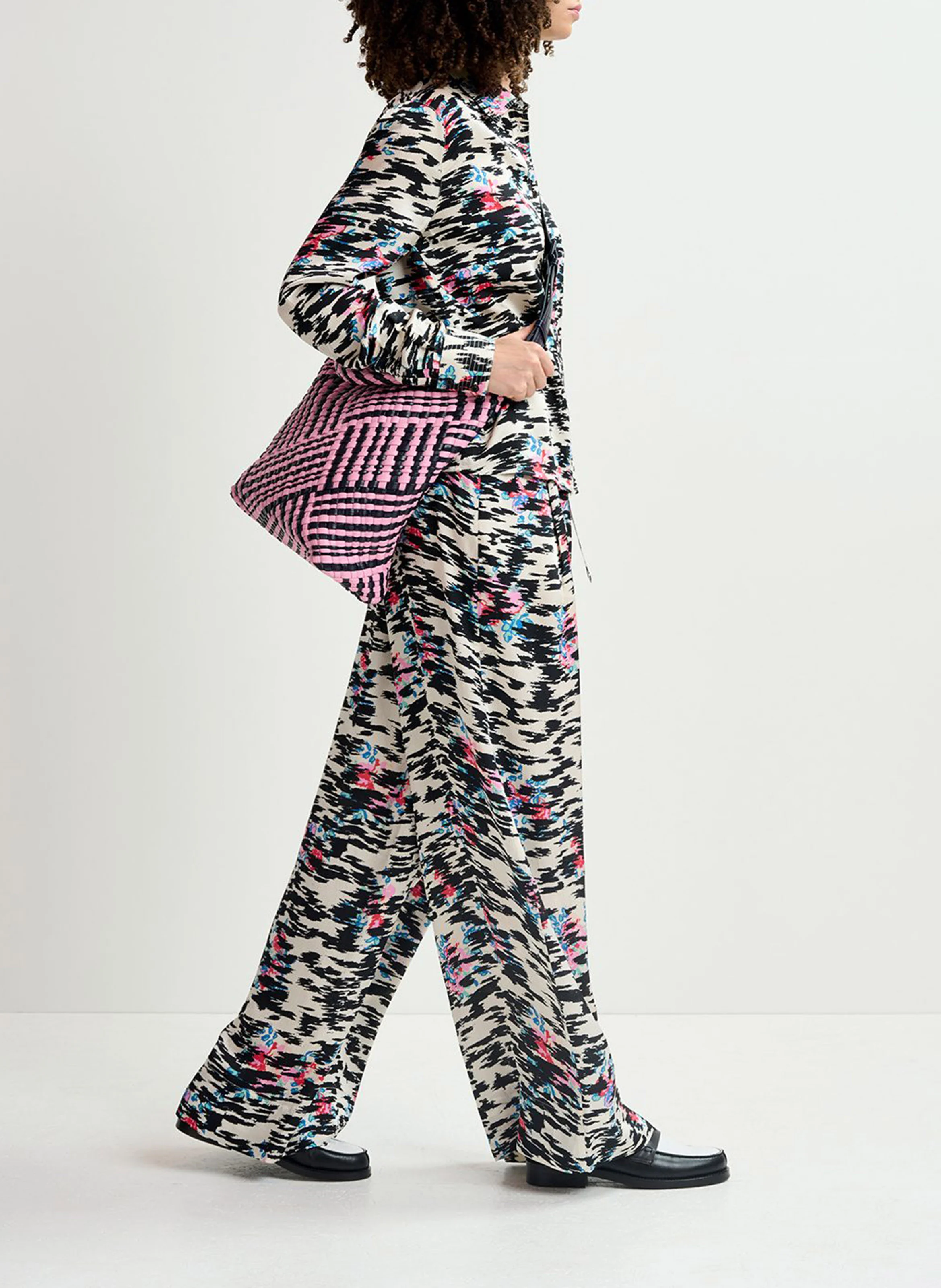 HELENA - Pantalon large taille haute | Blanc