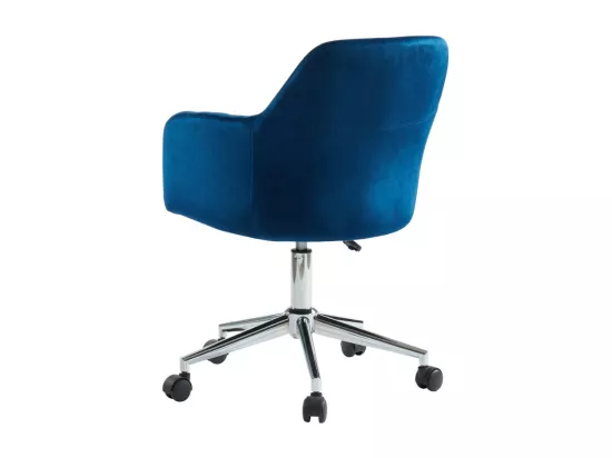 Chaise de bureau - Velours - Bleu - Hauteur réglable - ELEANA