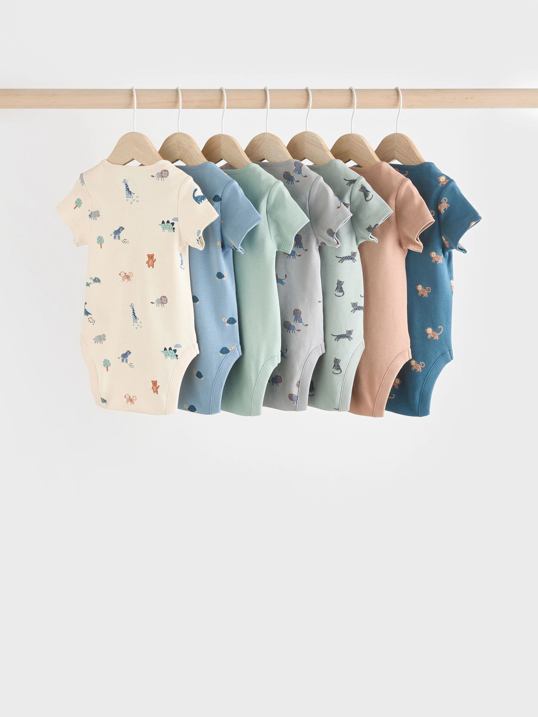 Blauwgroen - Baby 100% katoenen bodysuits verpakking van 7