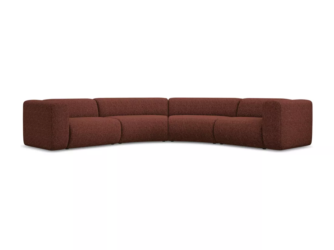 Canapé d'angle modulable en tissu texturé - bourgogne - EKAHI