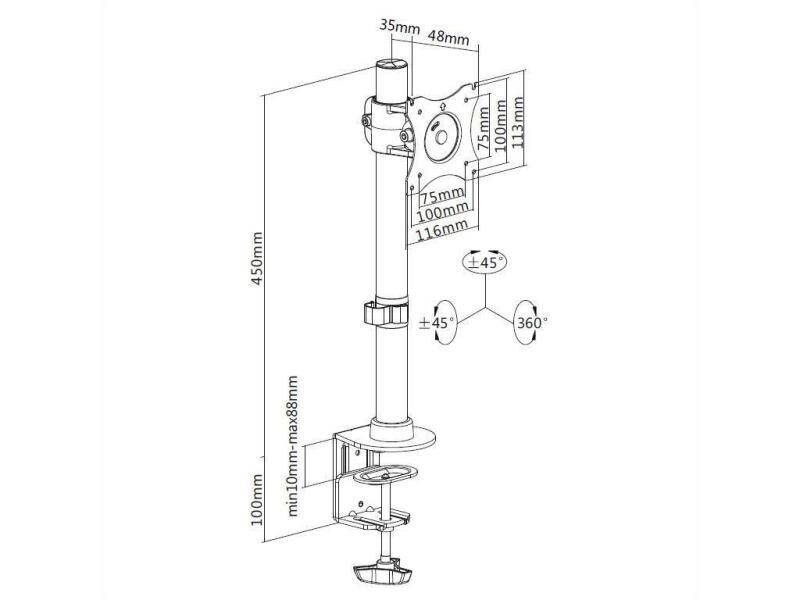 Multibrackets Tischhalterung Basic Single bis 10 kg – Schwa Deskmount
