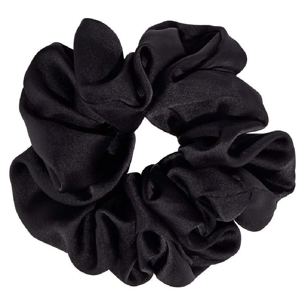 Chouchou effet satiné noir Ø10cm
