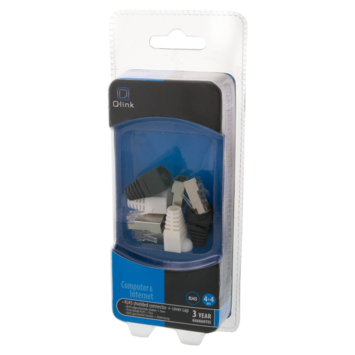 Q-Link UTP connector 4x/kap RJ45 2x zwart wit 8 stuks