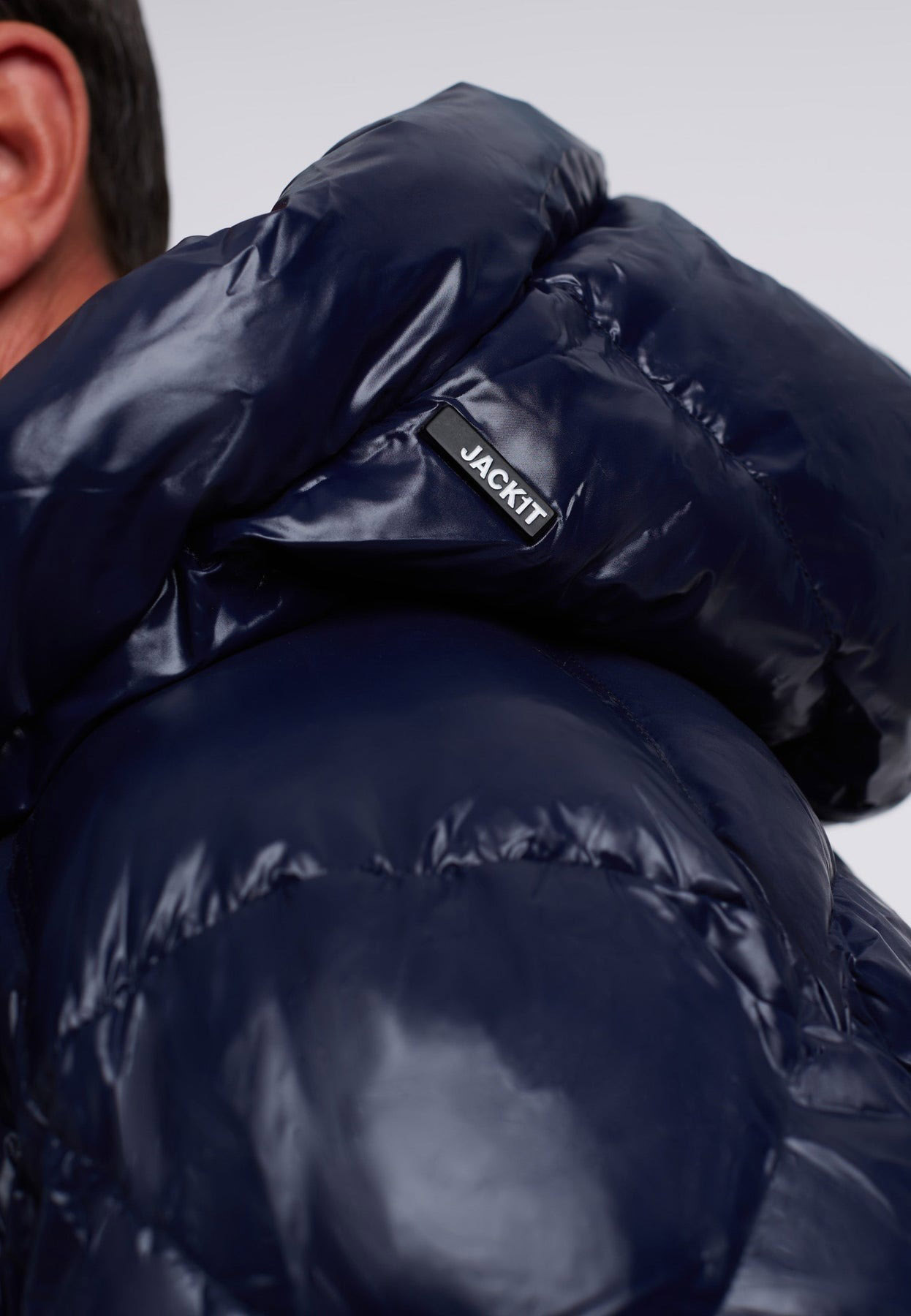 EZ Puffer Hooded Jacket Herre Ink Blue/Hyper Red