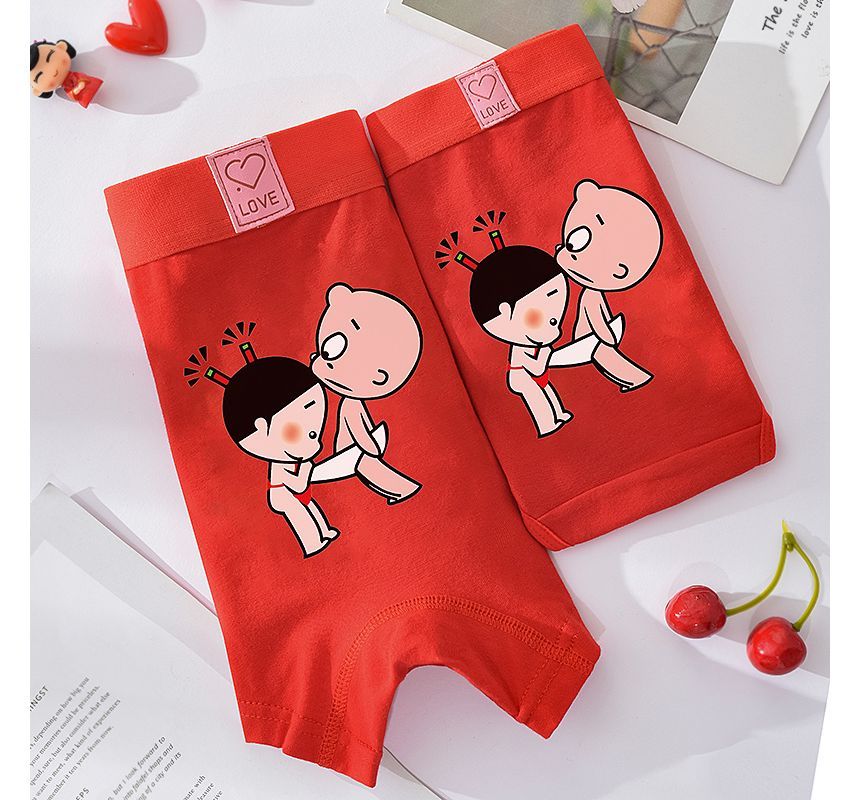 Pancherry - Matching set voor koppels: boxershorts met print + slipje