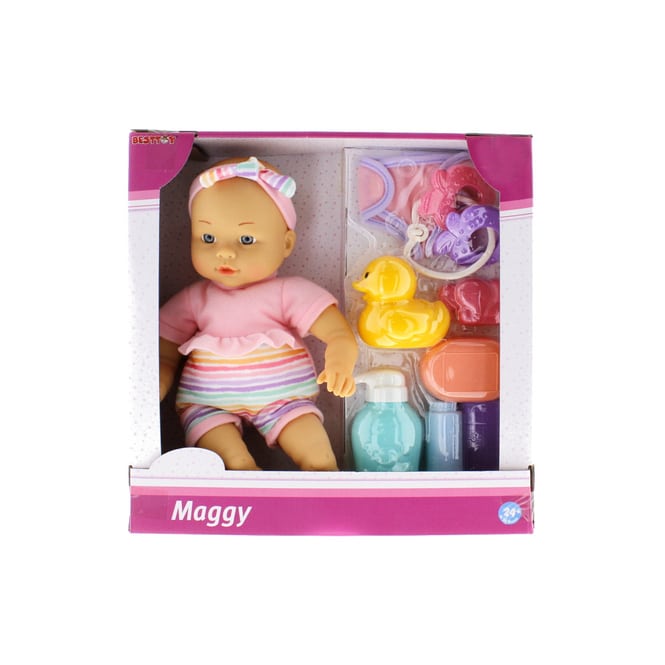 Besttoy - Babypuppe Maggy - mit Badezubehör - ca. 33 cm