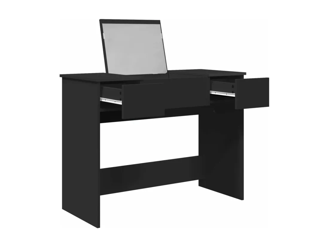 Coiffeuse avec miroir noir 100x45x76 cm