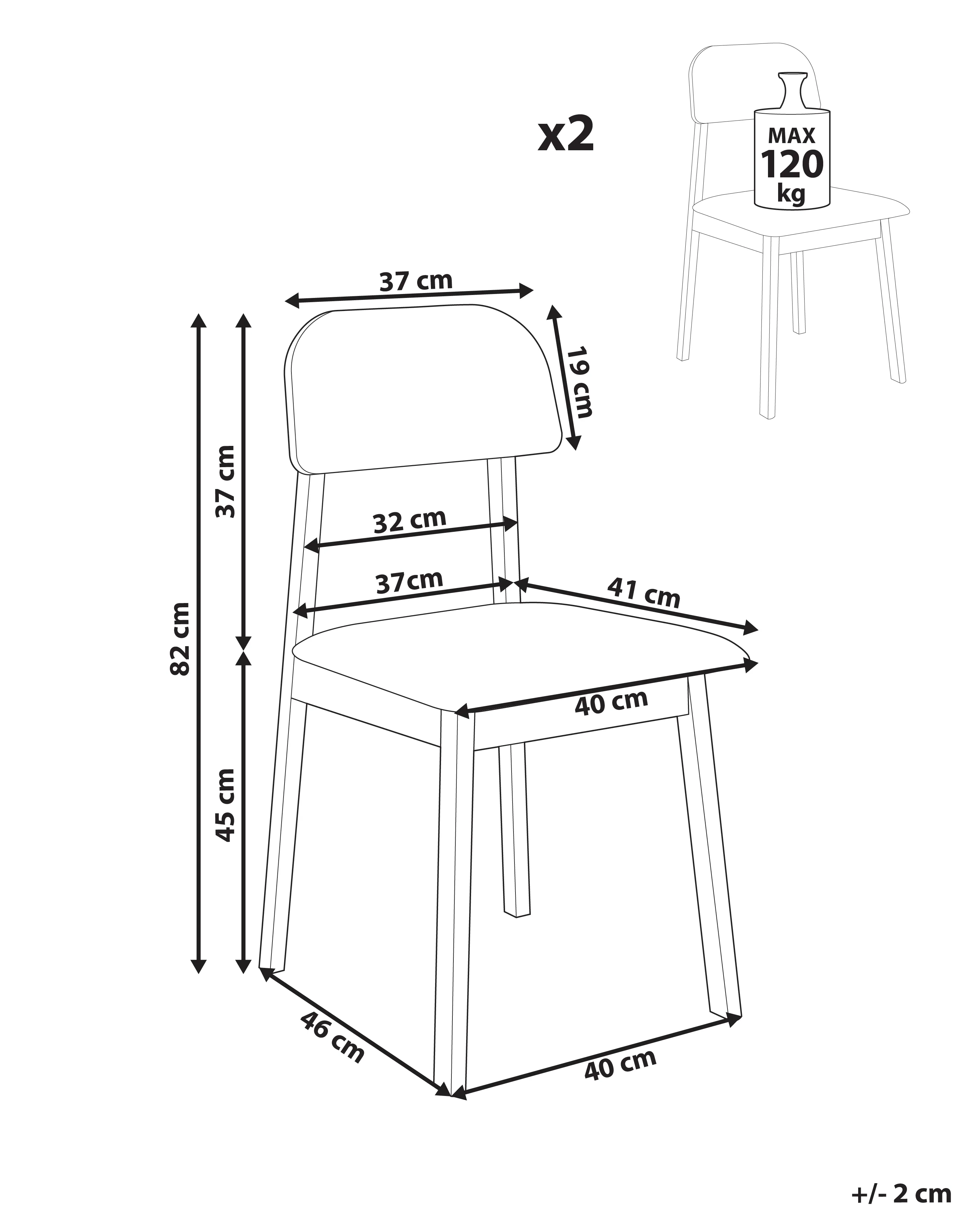 Set van 2 eetkamerstoelen SCANDIA Hout Lichtgrijs