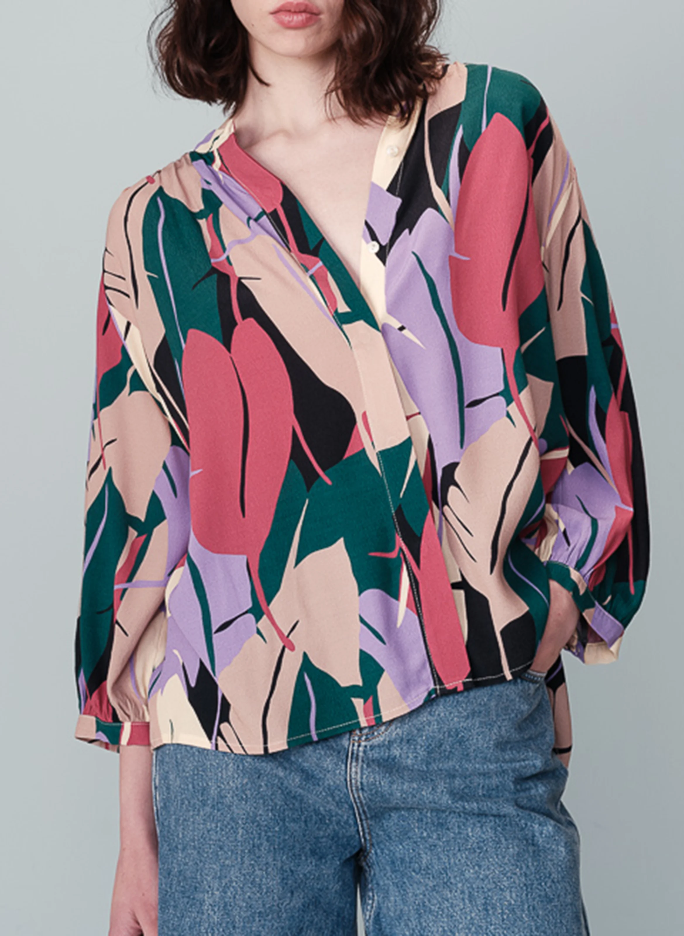 NYMPHEA - Blouse col rond imprimée | Multicolore