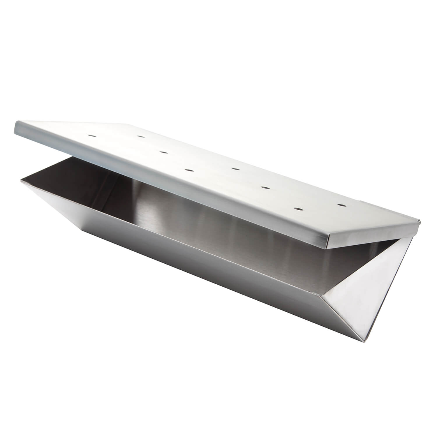 Räucherbox aus Edelstahl 22 x 10 x 5,5 cm mit Klappdeckel für Gas- und Holzkohlegrill: Ideal zum Aromatisieren von Grillgut