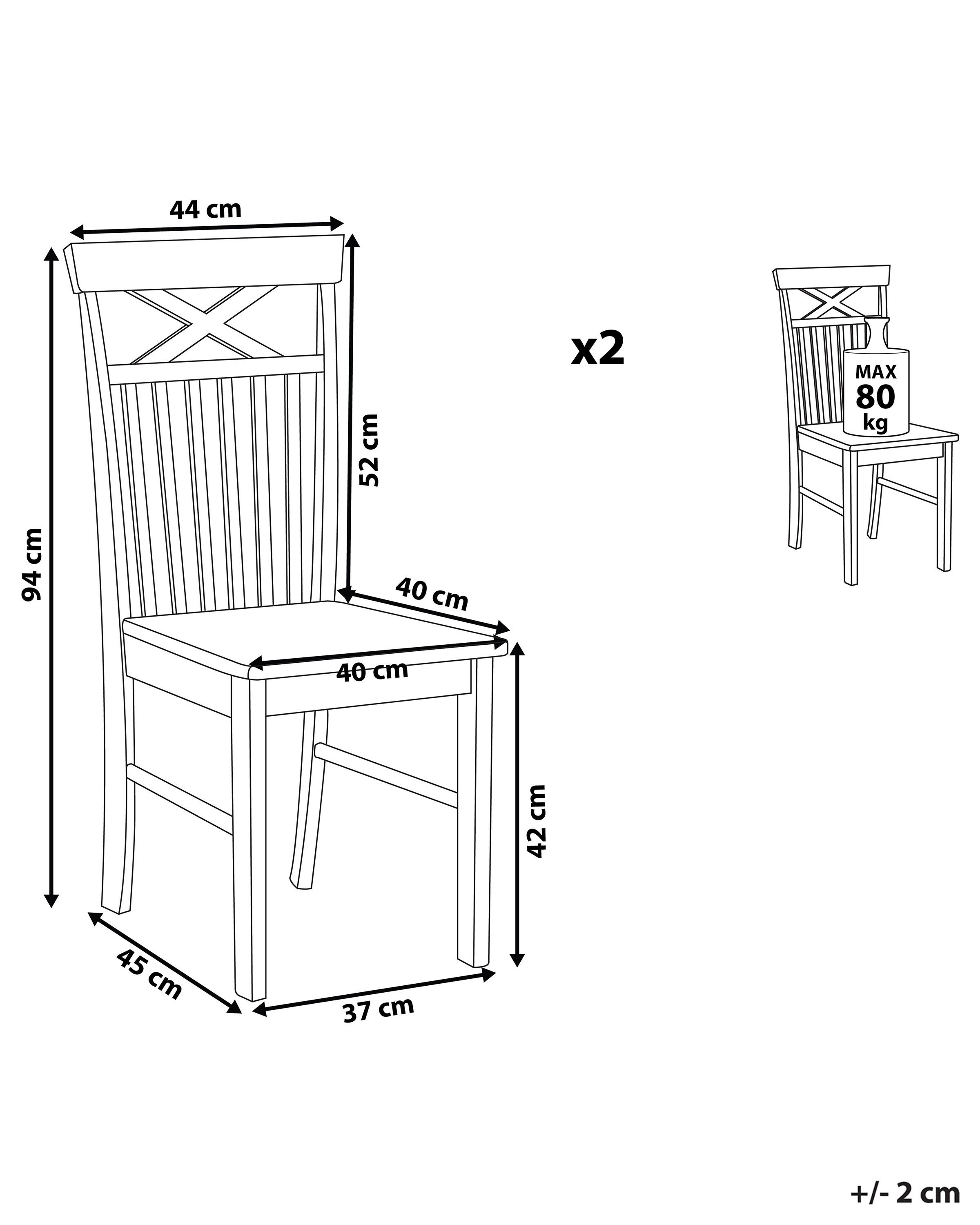 Set van 2 eetkamerstoelen HOUSTON Hout Zwart