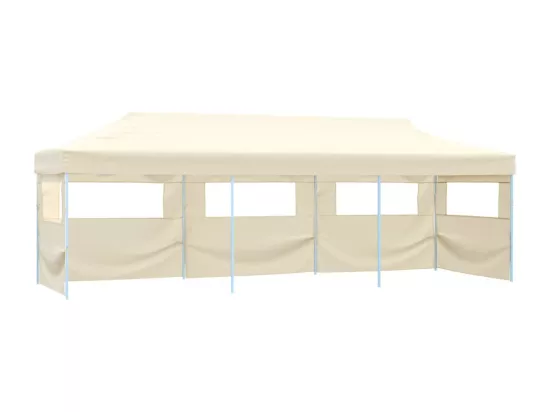 Tente de réception pliable escamotable avec 5 parois 3x9m crème