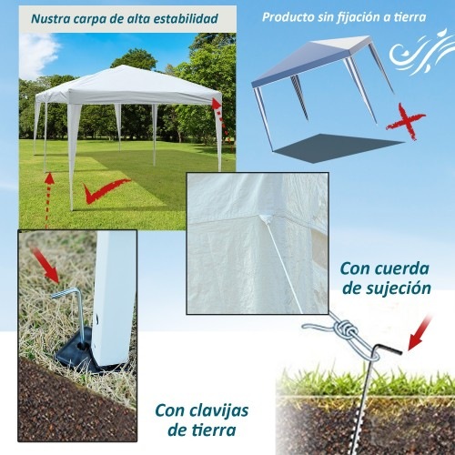 Tenda de jardim em aço branco