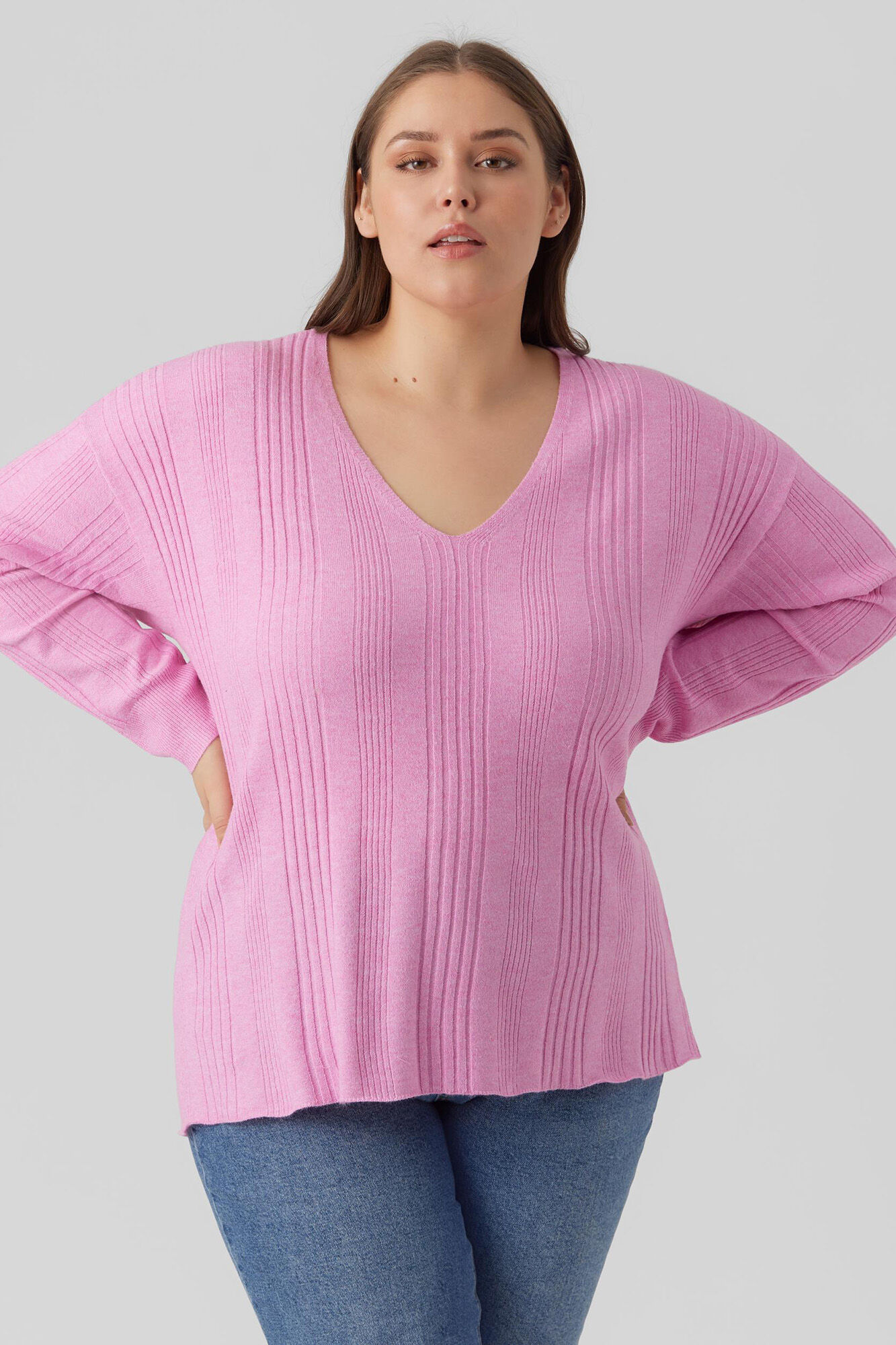 Suéter básico de malha plus size - roxo