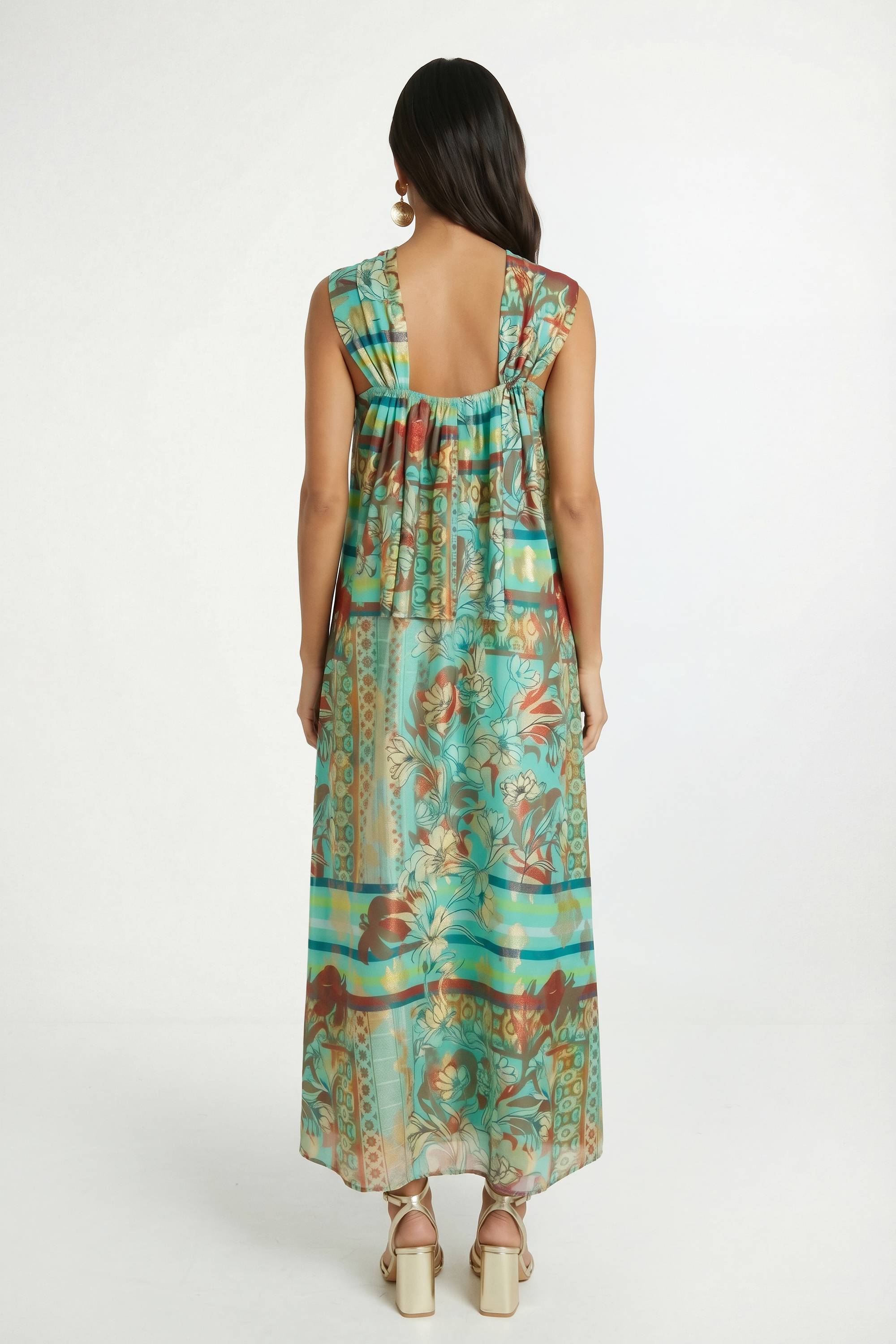 Wallis Robe Longue Dos Nu À Motif Paisley Métallisé