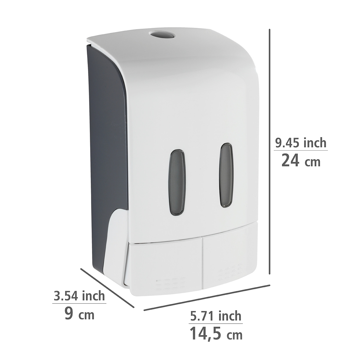 Wenko Tartas desinfectie & zeep wanddispenser 2x480 ml kunststof wit mat
