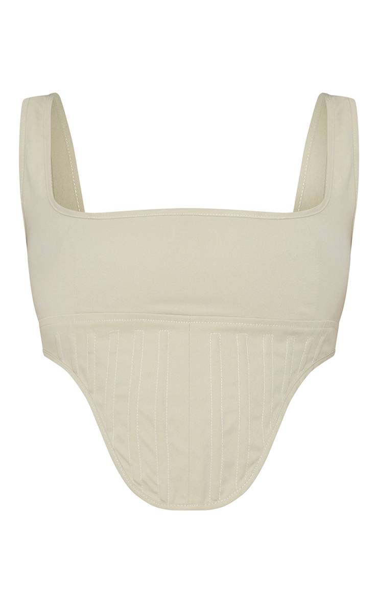 Gris Pierre Ensemble Corset Cargo Structuré En Sergé Avec Ourlet Plongeant