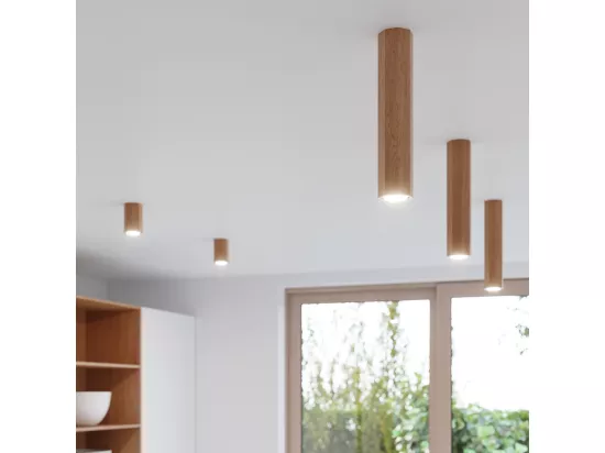 Sollux Lighting Zeke Bois de plafonnier octogonal monté en surface en chêne, 30 cm