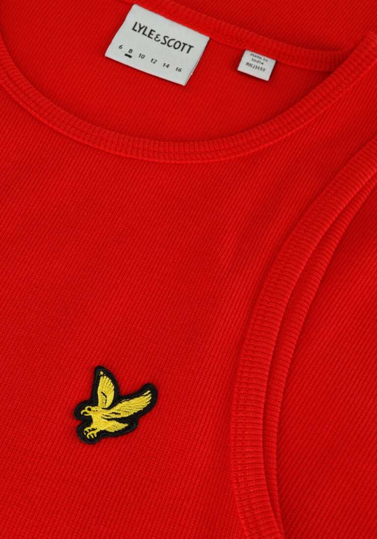 LYLE & SCOTT rode lyle & scott midi jurk ribbed racer dress