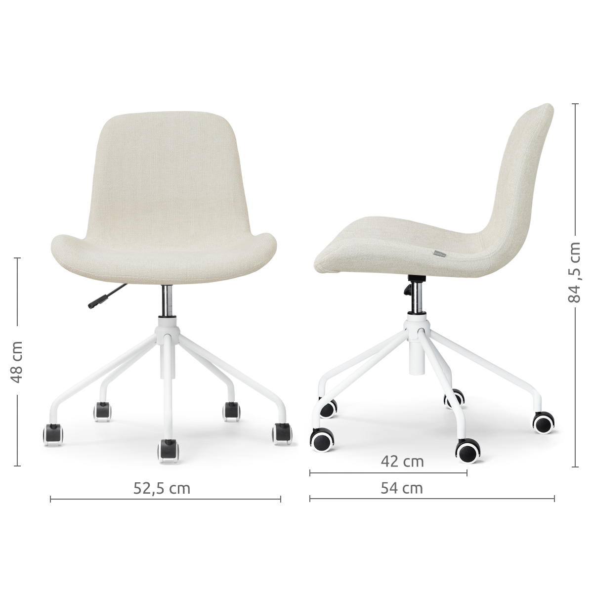 Bureaustoel Nout-Fé wit onderstel cottonbeige