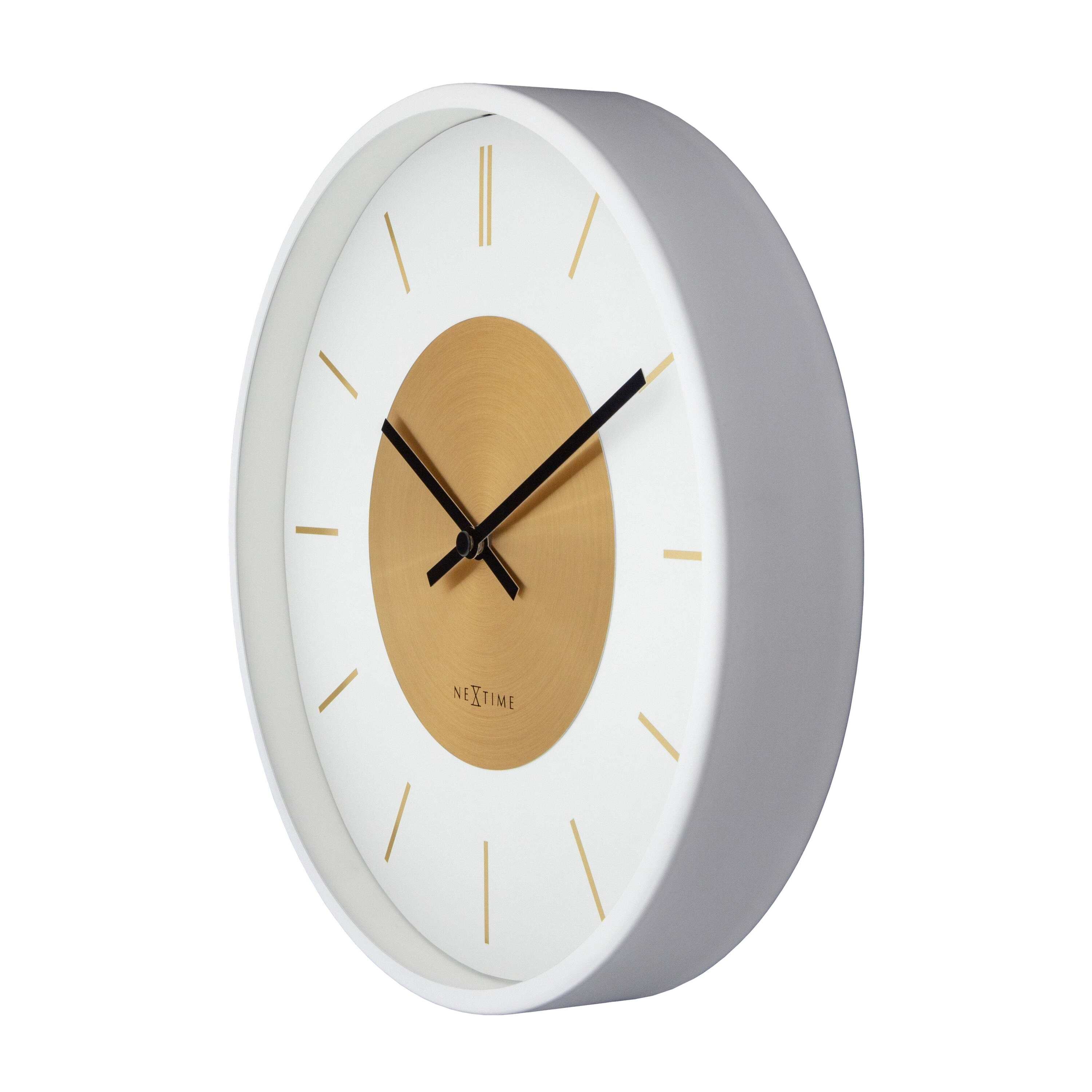 NeXtime - Wandklok 25cm - Stil - Wit|Goud - Metaal - NeXtime 'Retro