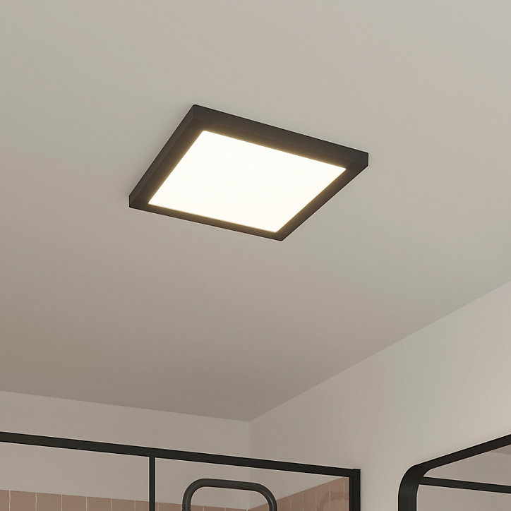 Panneau lumineux Nakaya LED intégrée blanc neutre IP44 1900lm 18W L.30xl.30xH.2,4cm noir GoodHome
