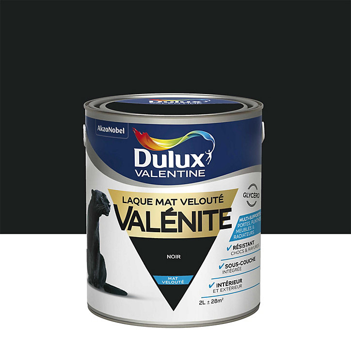 Laque boiseries et métal Valénite Dulux Valentine mat noir 2L