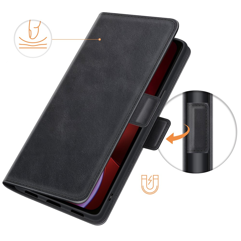 iPhone 13 Vintage Leder Tasche Flip Cover Fashion Design - Schwarz