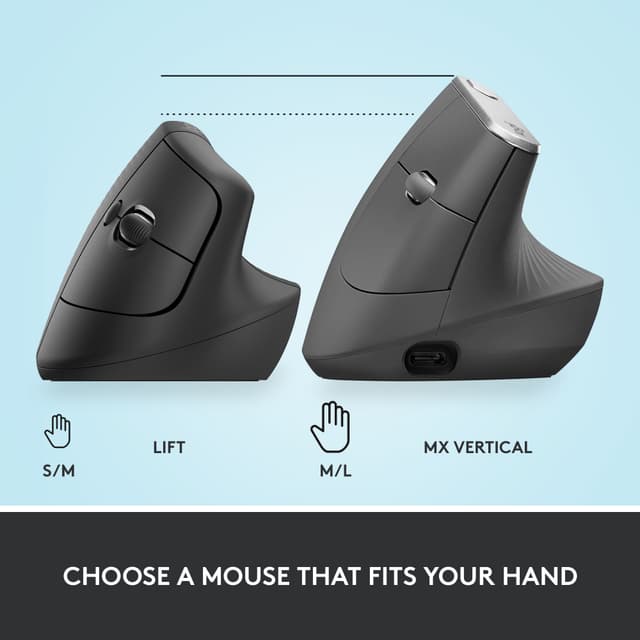 Logitech Lift Vertical trådløs mus (graphite)