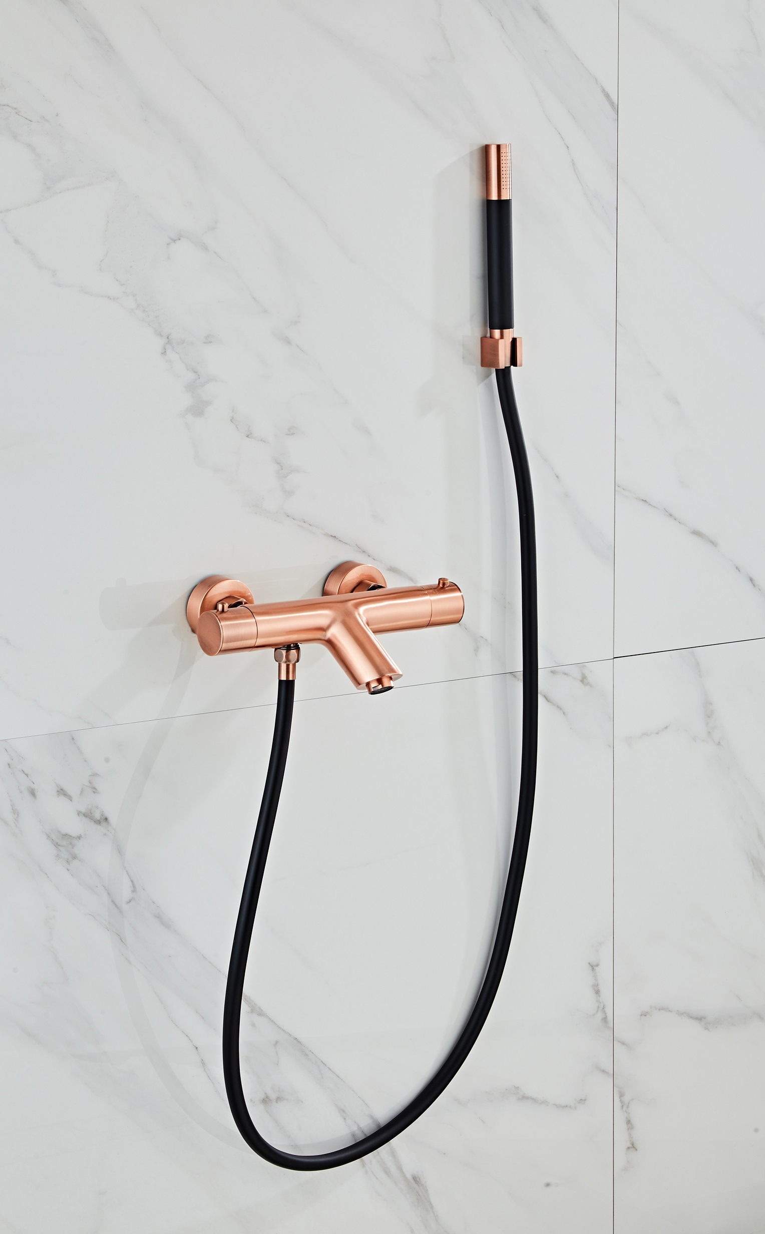 Saniclear Copper Pro thermostatische badkraan met handdouche geborsteld koper