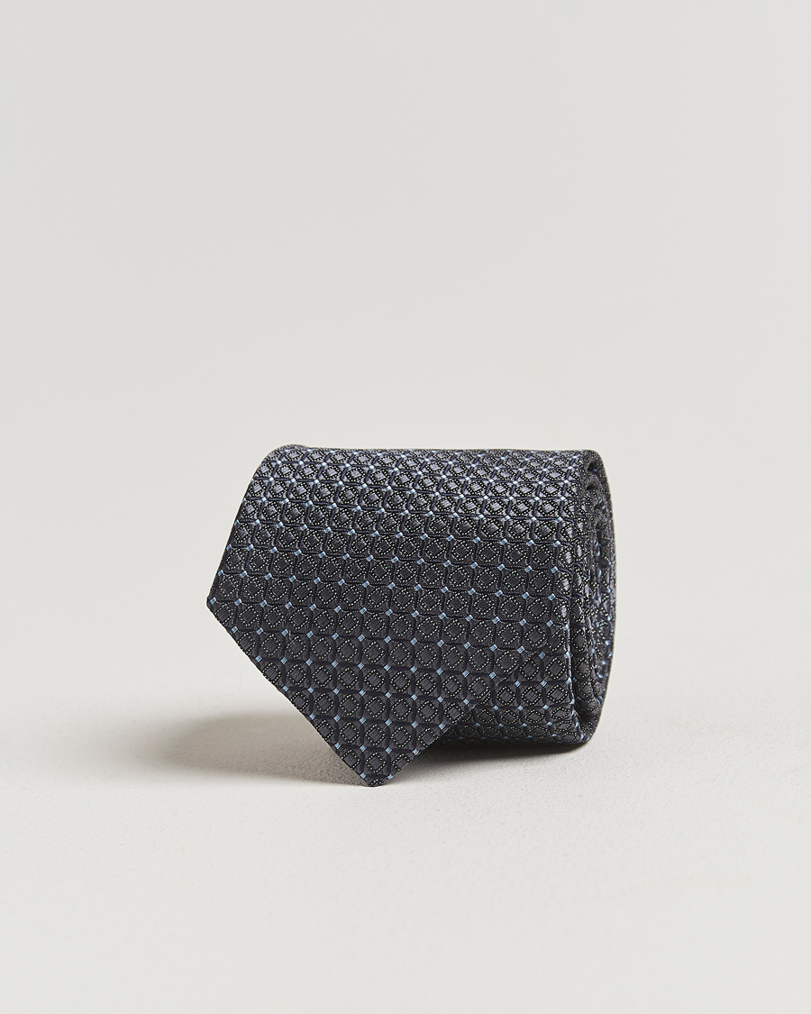 Canali Jacquard Silk Tie Navy