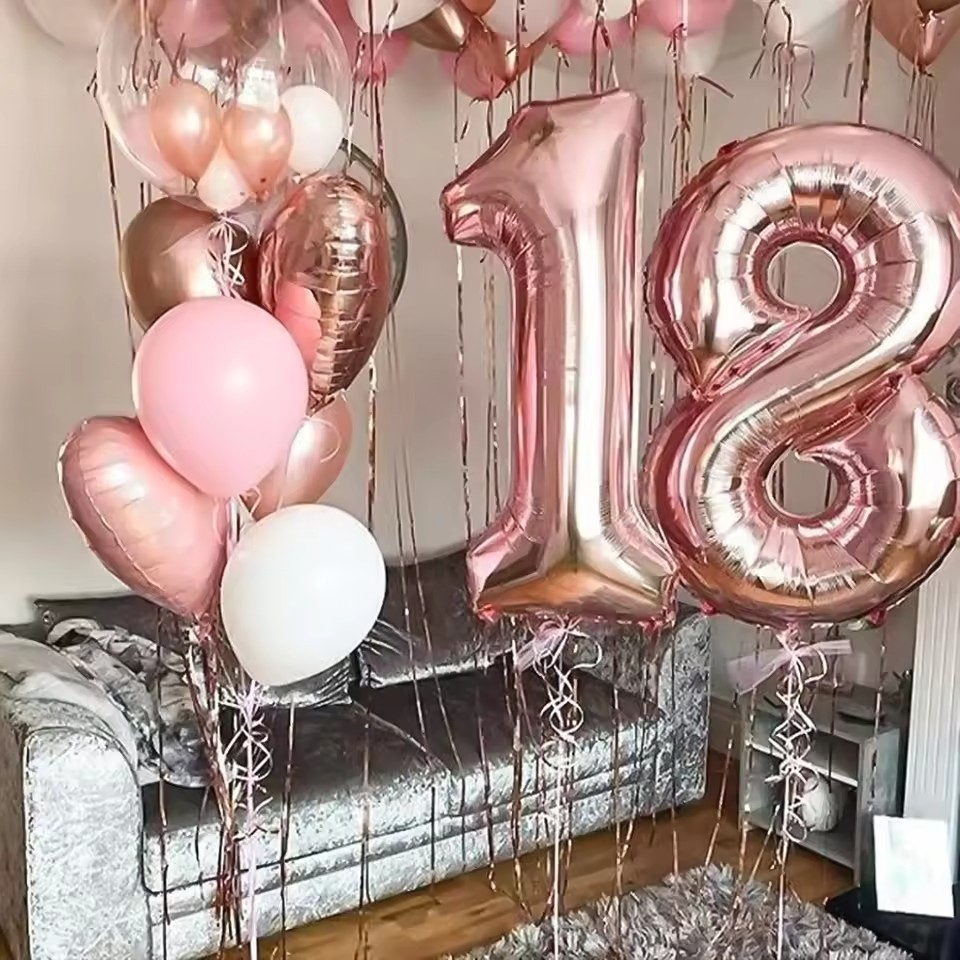 (80cm) Zahlen Ballon Geburtstags Party Luftballon Folienballon - Zahl 1 / Roségold