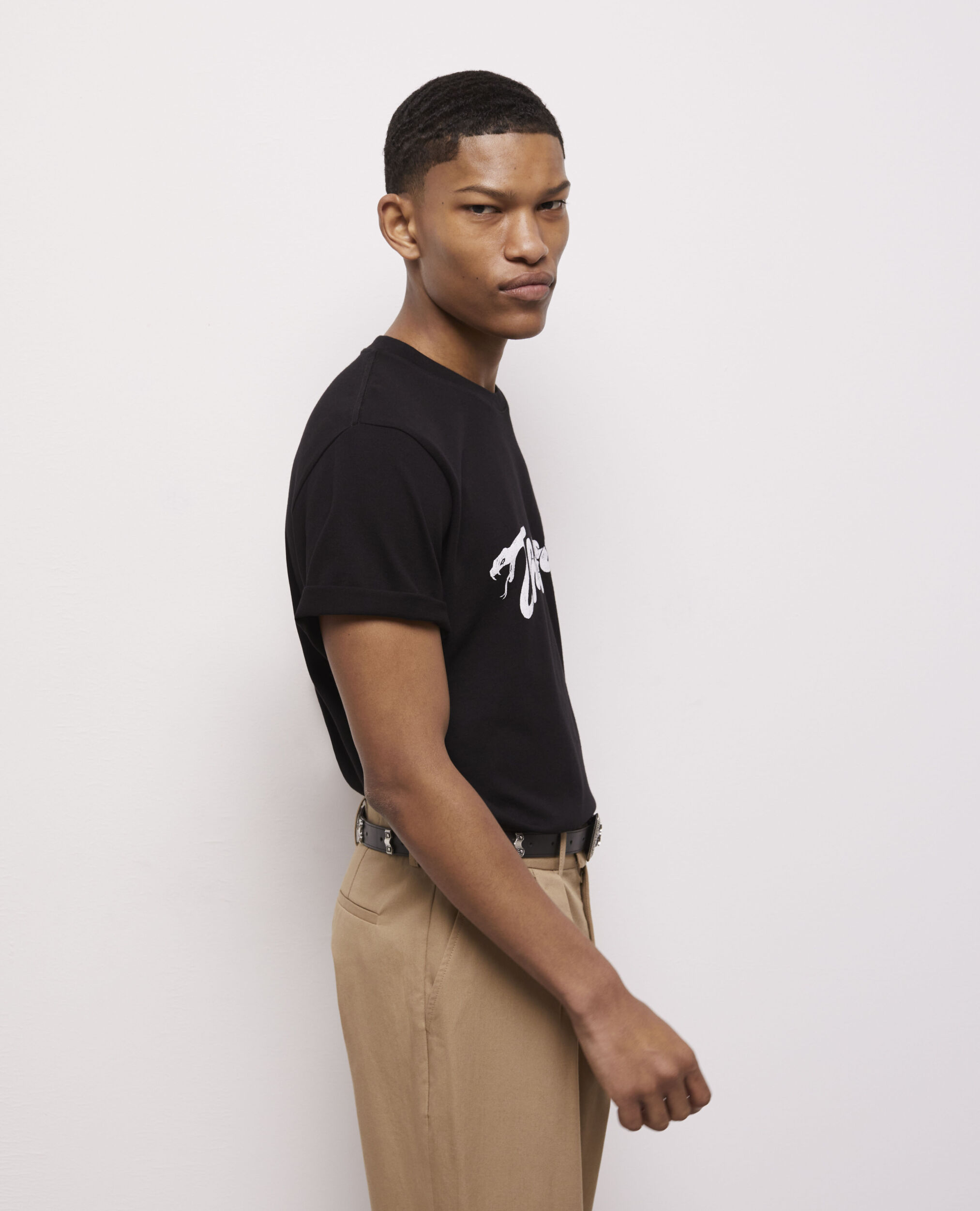 T-shirt noir sérigraphié Snake logo