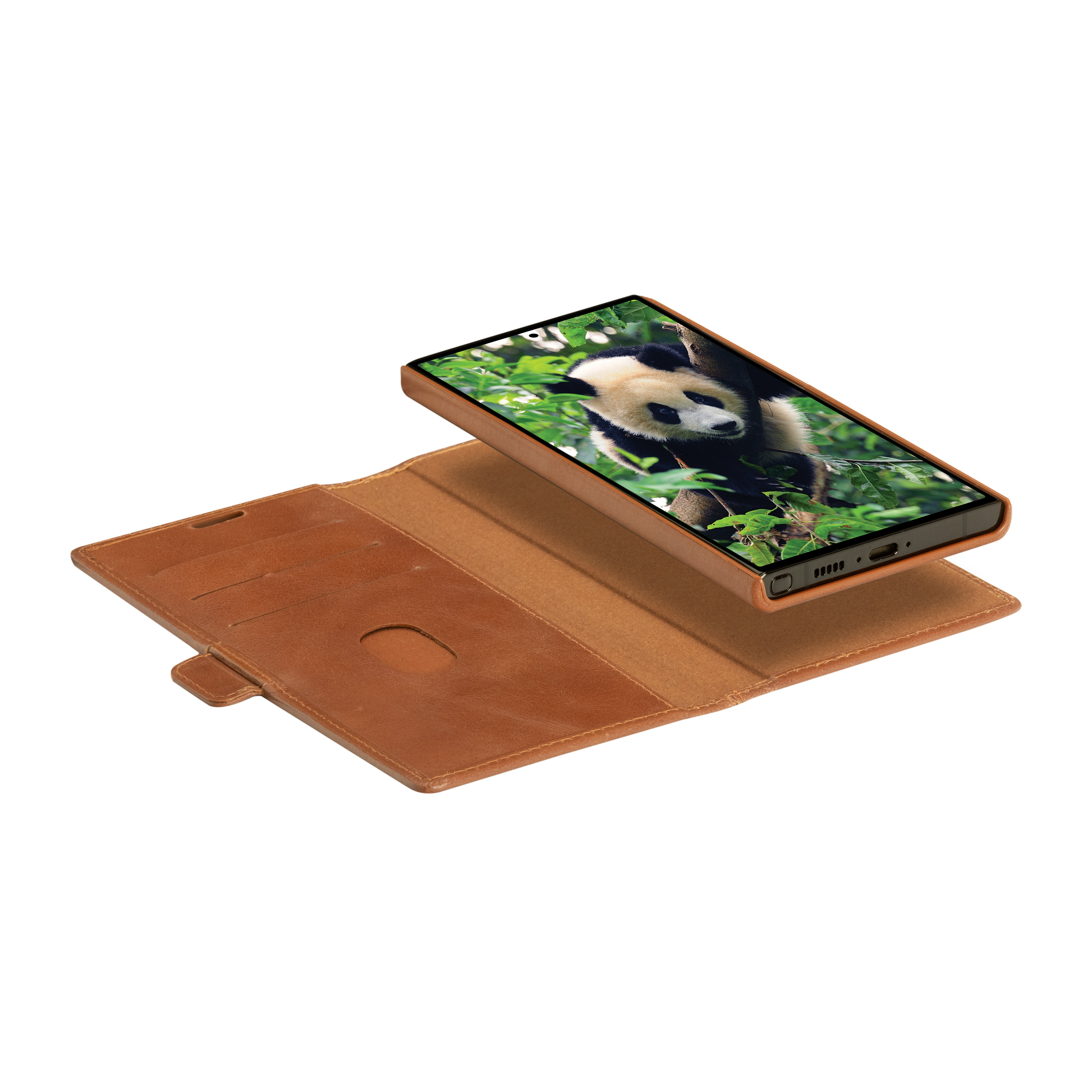 Samsung Galaxy S23 Ultra 5G 2in1 Wallet Case Echtleder Tasche mit RFID Schutz Lynge (LYSUGT001765) - Tan