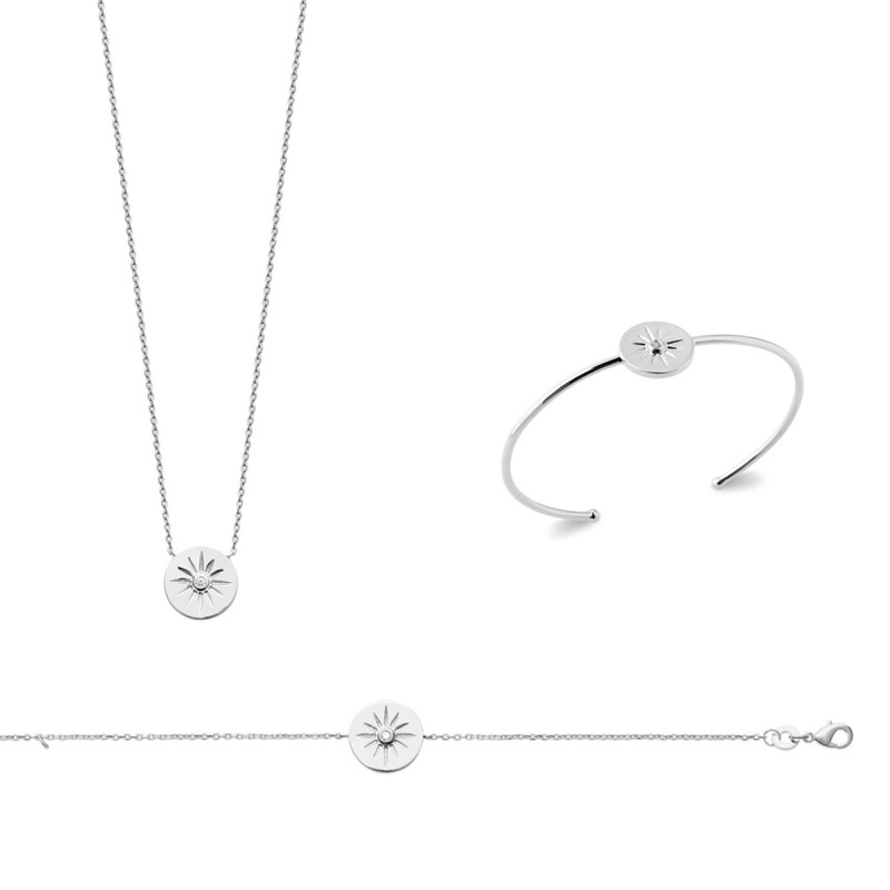 Collier Femme - Argent 925 - Oxyde de zirconium - Longueur : 45 cm