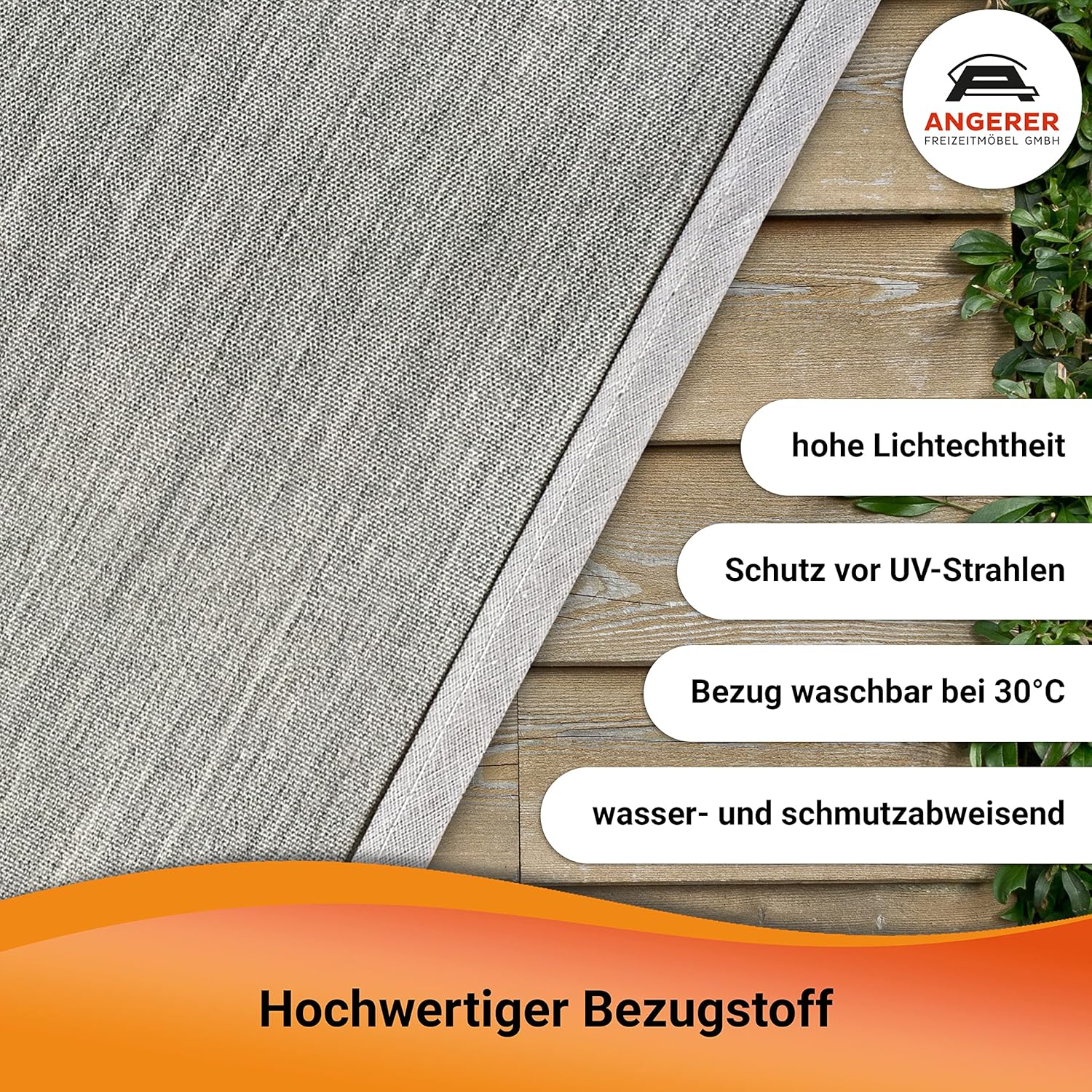 Angerer Klemmmarkise Style mit Handkurbel, Terrasse/Balkon, einfache Montage ohne Bohren, Made in Germany, hochwertiger Stoff, UV-beständig, höhenverstellbar, wasserabweisend, 300 cm Hellgrau