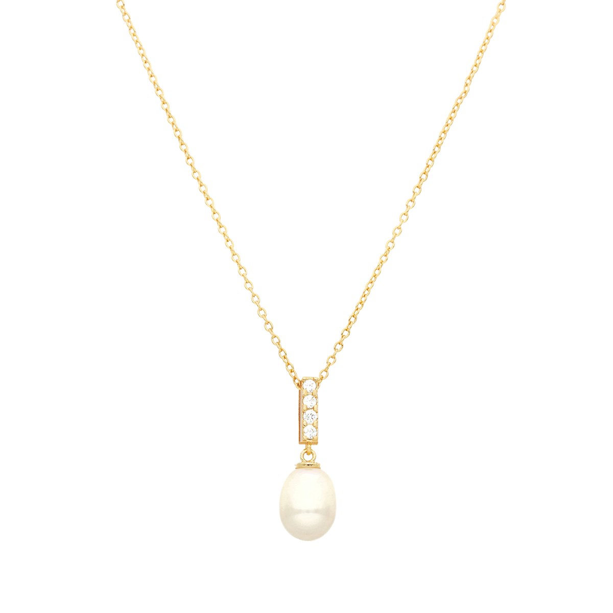 Collier Doré Et Pendentif Perle