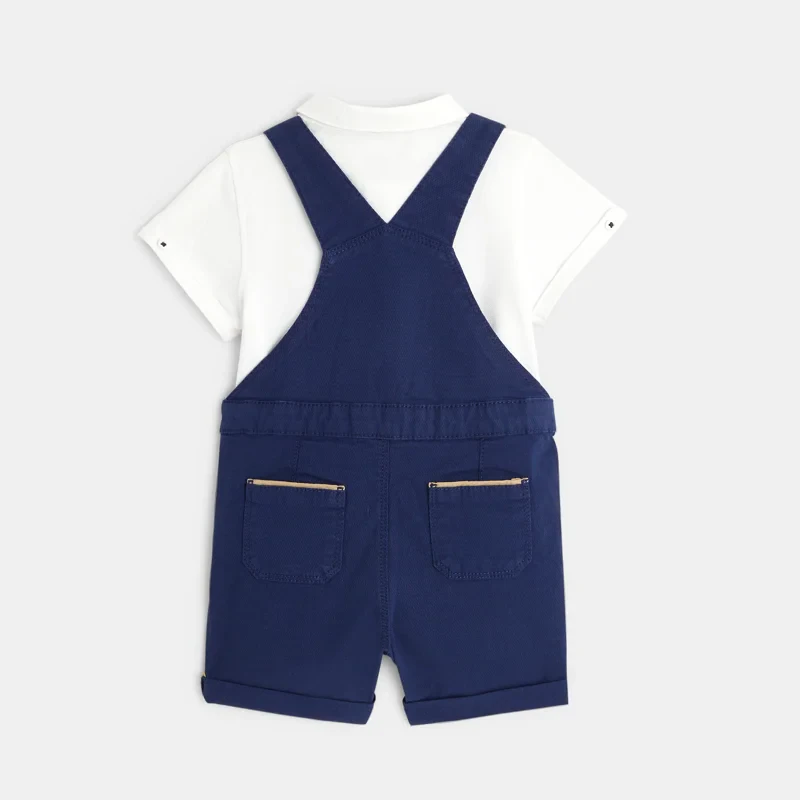 Ensemble salopette courte et polo bleue bébé garçon Bleu