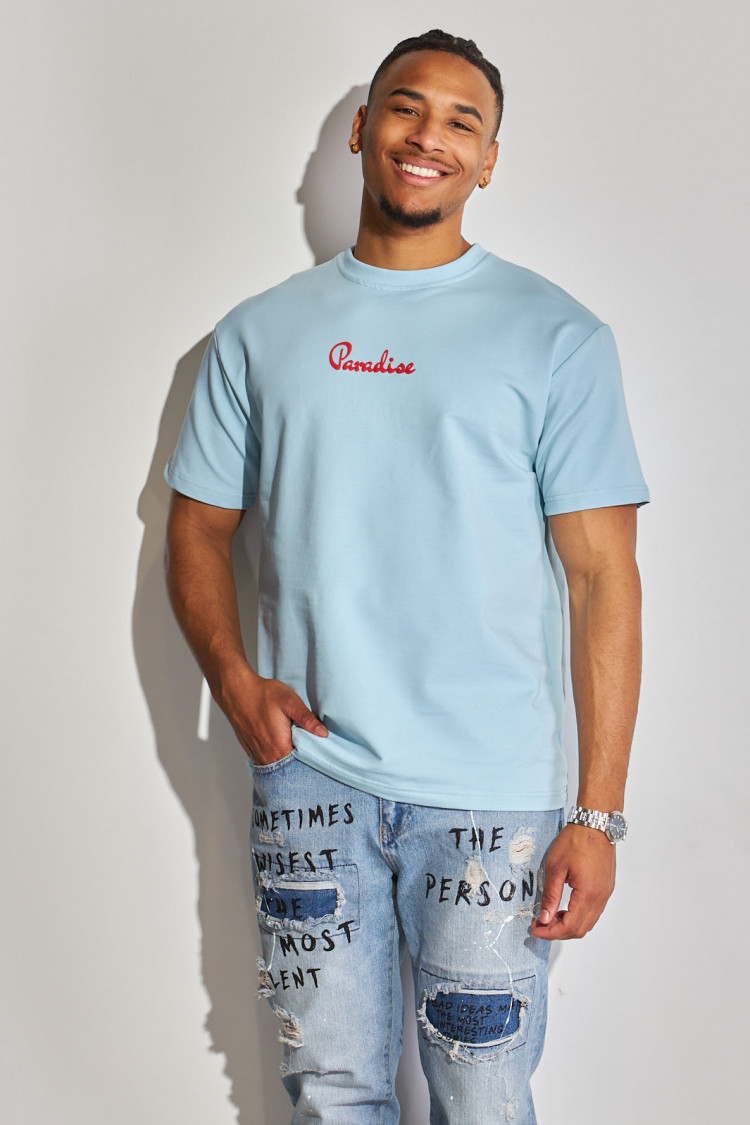 T-shirt bleu ciel paradise