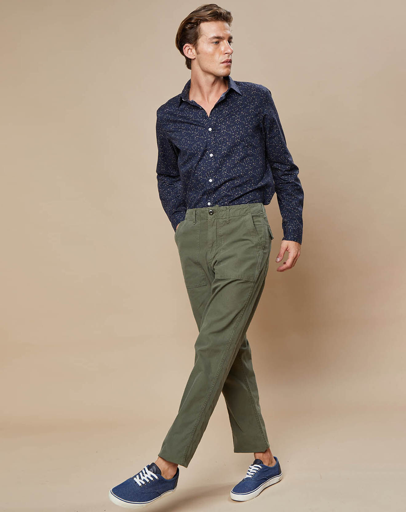 Hartford Chemise Slim Sammy imprimée marine/army/khaki