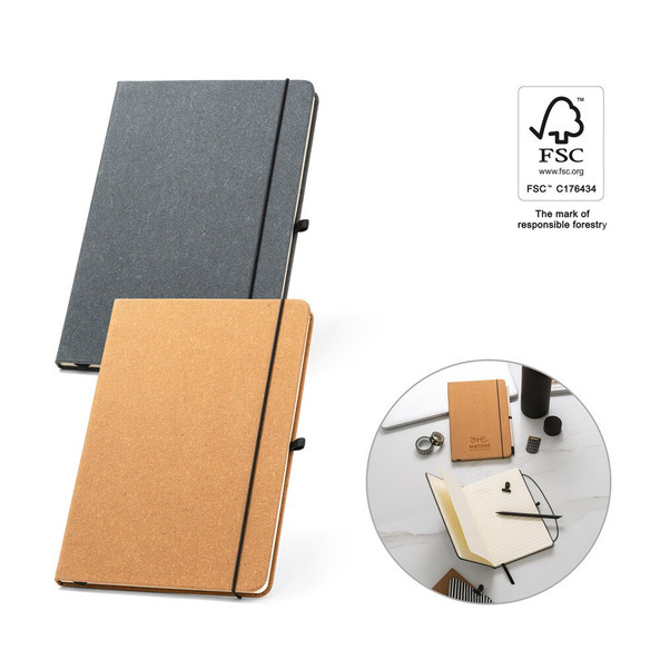 hi!dea 93087 - Bloc-notes A5 avec couverture rigide en cuir (70% recyclé) avec pages lignées