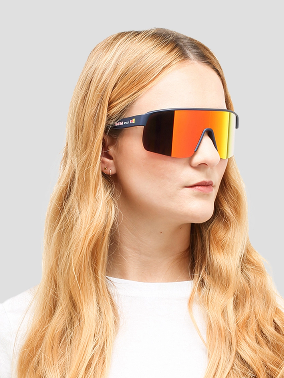 Red Bull SPECT Eyewear DAKOTA-004 Matt Metallic Blue Sunglasses brown with orange revo